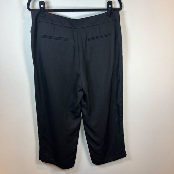 Ann Taylor Loft Women's Tie Waist Cropped Linen Blend Trouser Pants Black Size 8 - Picture 9 of 15